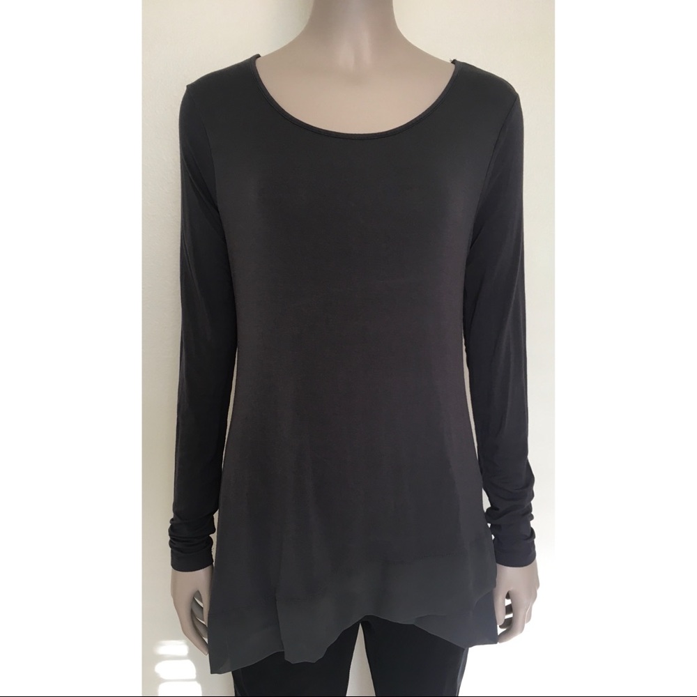 Cato Grey Long Sleeve Asymmetrical Top